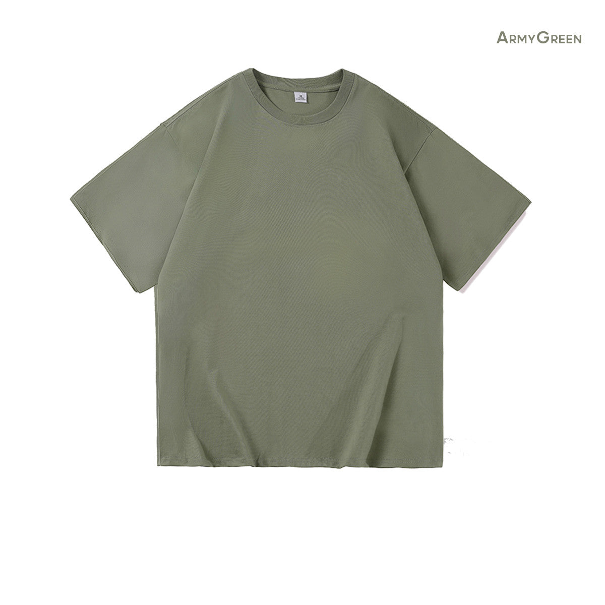 Men's Large Size Short Sleeve Summer Solid Color Casual T-shirt Army Green