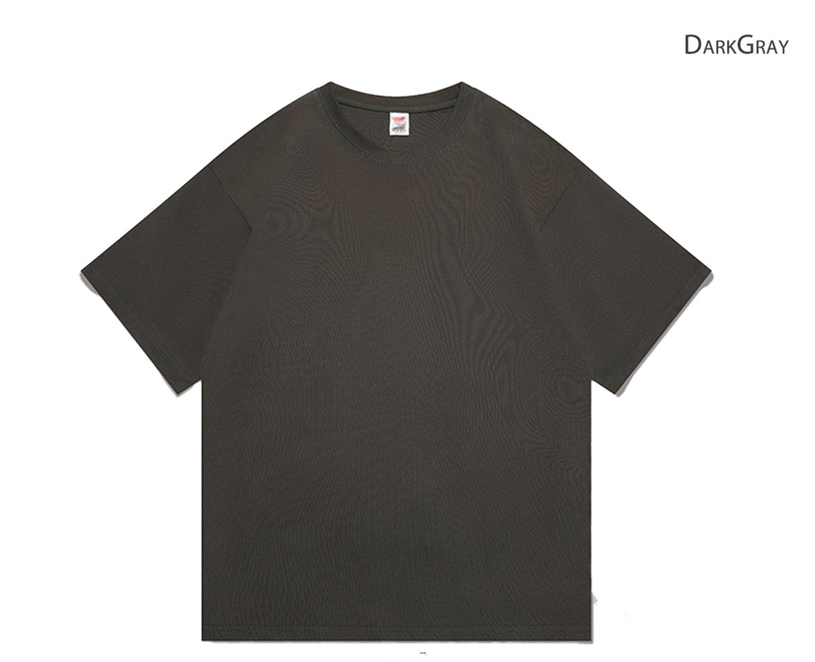 Men's Large Size Short Sleeve Summer Solid Color Casual T-shirt Dark Gray