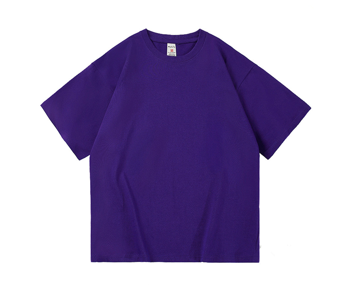 Men's Large Size Short Sleeve Summer Solid Color Casual T-shirt Dark Purple
